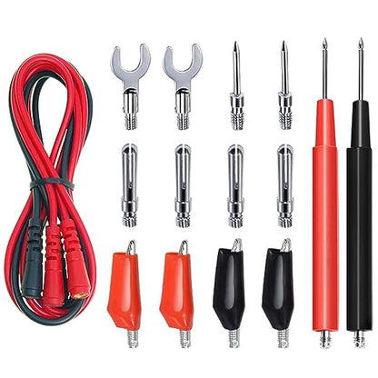 16-in-1 Multimeter Test Leads Kit, Replaceable Silicone Jumper Wires with Electronical Alligator Clips Probes, Banana Plug, Power Testing Needle for Electronics, Circuit Connection, Experiment