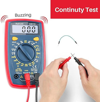 Multimeter Tester 2000 Counts Digital Multimeter with DC AC Voltmeter and Ohm Volt Amp Meter ; Measures Voltage, Current, Resistance; Tests Live Wire, Continuity