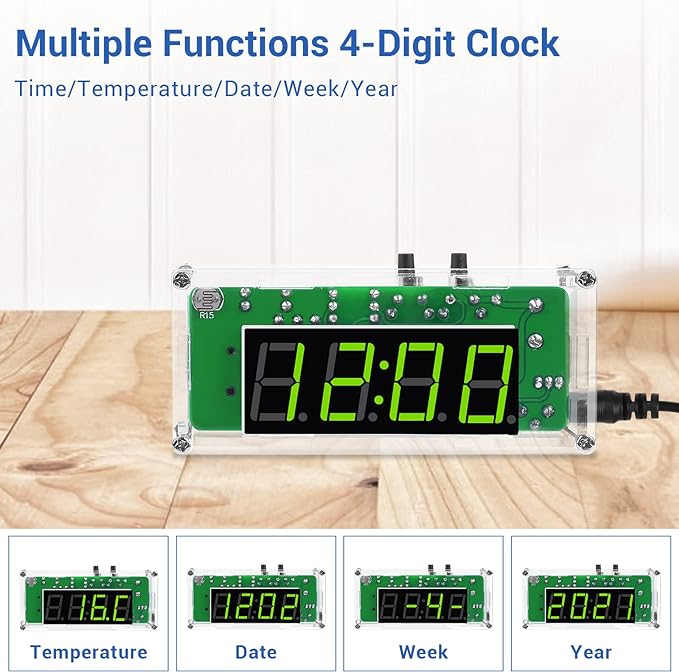 4-Digit Digital DIY Clock - Soldering Practice Kit for Students and DIYers