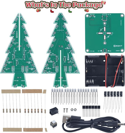 Christmas Tree Soldering Project - Lights Soldering Practice 7 Colors DIY Electronic Assemble Kit for Learning Teaching STEM Educational