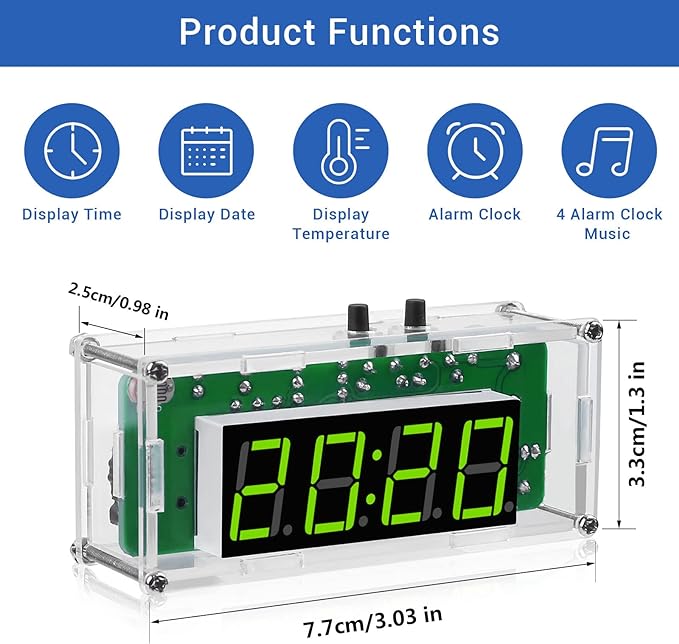 4-Digit Digital DIY Clock - Soldering Practice Kit for Students and DIYers