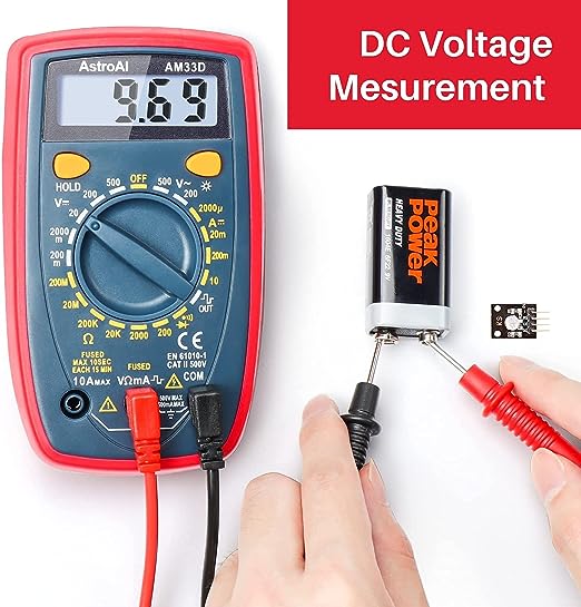 Multimeter Tester 2000 Counts Digital Multimeter with DC AC Voltmeter and Ohm Volt Amp Meter ; Measures Voltage, Current, Resistance; Tests Live Wire, Continuity