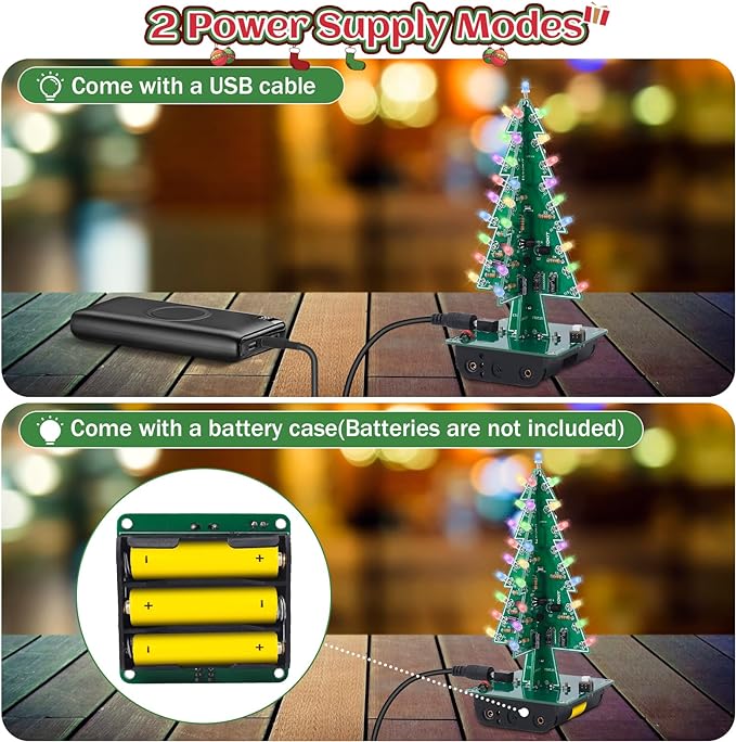 Christmas Tree Soldering Project - Lights Soldering Practice 7 Colors DIY Electronic Assemble Kit for Learning Teaching STEM Educational